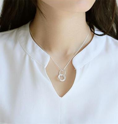 China Office / Fine Necklace S925 Rings Three Career Jewelry Intersecting Fine Necklaces For Women for sale