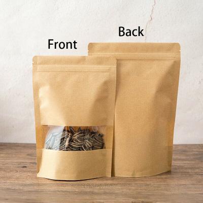 China Custom Printed Pouch Moisture Proof Window Paper Wrapping Food Holder Up Bags Kraft Paper Pouch With Window for sale