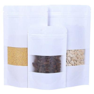 China Matt Laminated Package Paper Bag Top White Paper Zipper Bag Moisture Proof White Zipper Bag Kraft Paper Packaging For Food Storage for sale