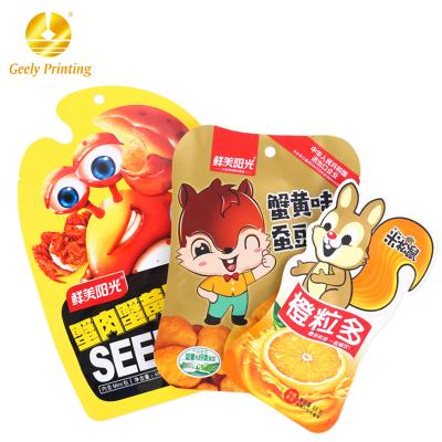 China Geely Aluminum Foil Bag Special Shaped Moisture Proof Custom Logo Printing Custom Shaped Plastic Shaped Pouch With Punch Hole for sale