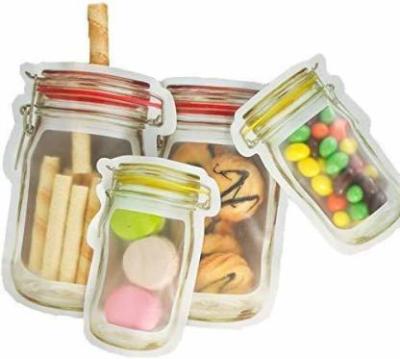 China Multi Pocket Design Plastic Resealable Jar Shaped Moisture Proof Bottle Shaped Stand Up Pouch Jar Zipper Pouch For Snacks Storage for sale