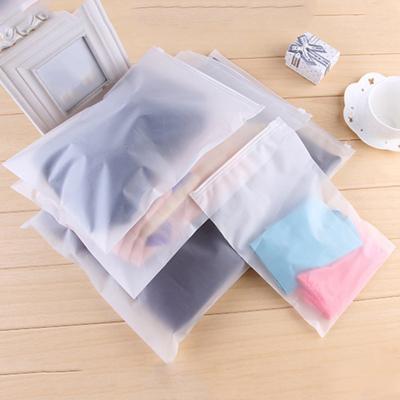 China Recyclable transparent clothes zipper bag custom printing frosted plastic clothes zipper plastic bag with your logo for sale