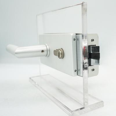 China 8~12MM high tempered glass office door partition lock single and double frameless glass lock door stainless steel glass handle for sale