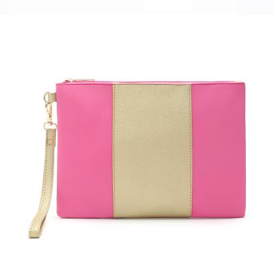 China Waterproof Stylish Double Color Stripe Faux Leather Wristlet Pocket: The Perfect Wrap Evening Purse Clutch For Women for sale