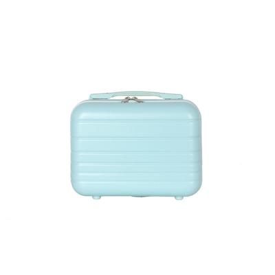 China Sky Blue Durable ABS PC Hardshell Cosmetic Case Portable Travel Hand Makeup Carrying Suitcase 12/14 Inch for sale