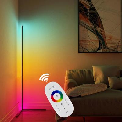 China Antique Postmodern Luxury Modern Standing Metal RGB Dimmable Remote Control Tripod Changing Led Corner Floor Lamp for sale