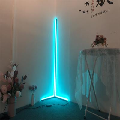 China Custom Nordic Modern Designer High Quality Post Modern Smart Luxury Corner Standing RGB Led Floor Lamp For Living Room for sale