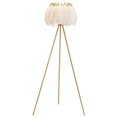 China Nordic post-modern tripod floor position lamp gold finish for living room feather decorative lighting floor lamp for sale