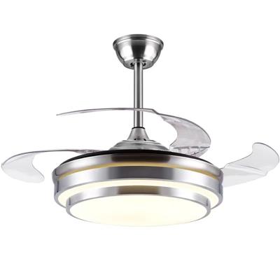 China Modern Modern Ceiling Fan Lights Remote Control 42inch Gold Lumiere Silver Led Dining Room Fan Lighting Lamps for sale