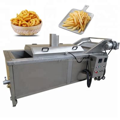 China Hotels Gas Fish Onion Deep Fryer Samosa Snacks Falafel Hamburger Frying Tofu Donut Continuous Fried Dumpling Machine for sale