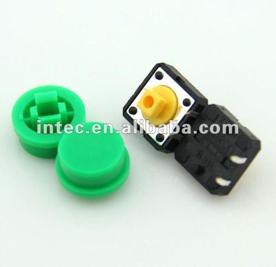 China F0361 12*12*12mm mini tact switch /plastic touch switch tactile button switch round cap green F0361 for sale