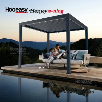 China Easily Assembled Hooeasy&Homey Outdoor Bioclimatic Leisure Pergola With LED Lighting for sale