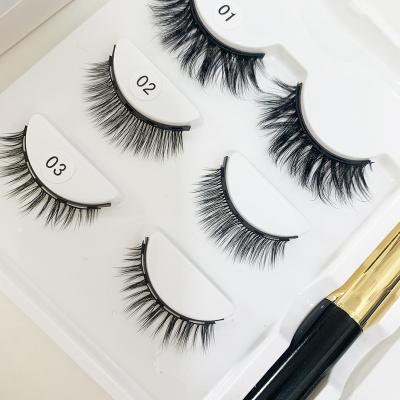 China Natural nature magnetic loop eyeliner and custom faux mink logo 3d lashes magnetic wholesale magnet eyelashes with private label boxes for sale