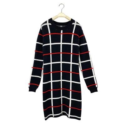 China New Style O-Neck Plaid Women's Fashion Clothing Anti-Shrink Long Sleeve Amazon Ladies Simple Slim Casual Outfits for sale