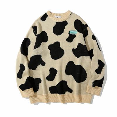 China 2022 Anti-wrinkle cow design oversized jacquard knitted pattern round neck sweater casual sweater aw 2022 for sale