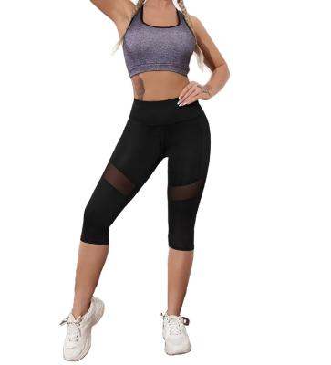 China New Breathable Patchwork Multi Color Can Fit Cell Phone Super High Waist Elastic Sports Yoga Pants Tight Capri Women for sale