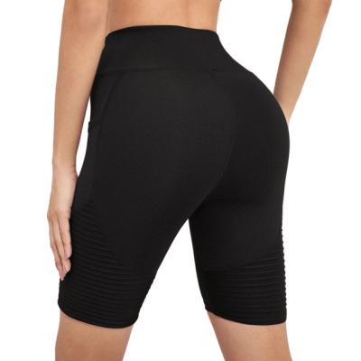 China Amazon Europe and America Breathable Peach Hip Waist Pocket High Mesh Splicing Yoga Capris High Elastic Fitness Women Exercise for sale