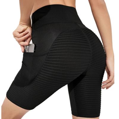 China 2021 Breathable European and American New Waist, Hip and Abdomen Sports Fitness High Closing Splicing Yoga Pants Five Dozen Point Women for sale