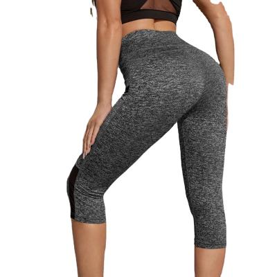 China European and American hot-selling mesh breathable stitching high waist, abdomen and hip lifting elastic yoga, running women's L point seven for sale