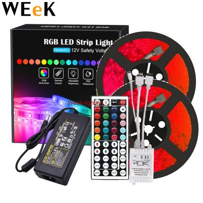 China LANDSCAPE 10m RGB Waterproof LED Strip Light SMD 44 Head Remote 5050 DC 12V Power Supply Kit for sale