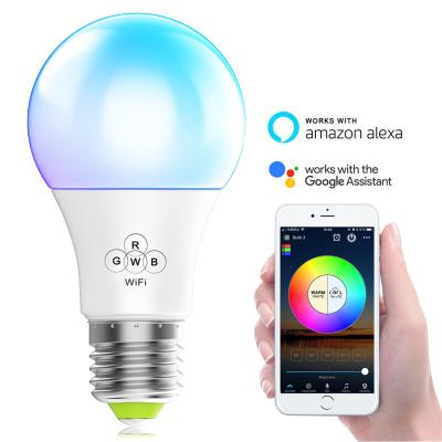 China Smart Homes Bulb Wifi Compatible With Alexa Google Home LED RGBW Color Dimmable e27 A60 Bulb Light for sale