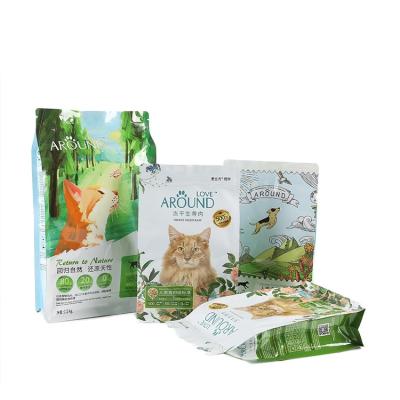 China Barrier Various Sizes Fully Waterproof Stand Up Pet Food Bag Quad Seal Pouch for sale