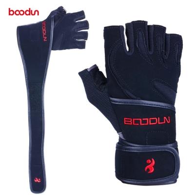 China Non Slip Fingerless Boodun Grip Weightlifting Fitness Gym Gloves for sale