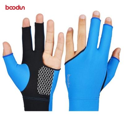 China Spandex Boodun Best Selling Custom Billiards 3 Finger Show Billiard Gloves for sale