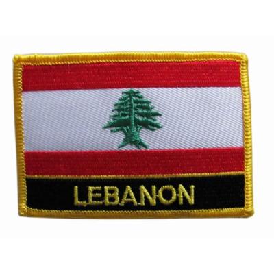 China Sustainable Lebanon Flag Embroidered Patch Lebanese Iron-on National Emblem for sale