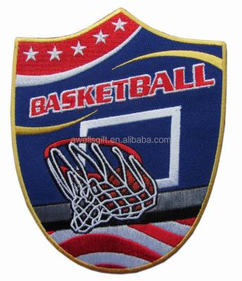 China Viable BASKETBALL Logo Emblem Iron Embroidery Badge Iron On Patch for sale