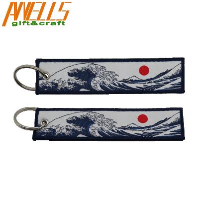 China Polyester Label Twill Woven Key Chain Customized Double Side Design Brand Embroidery Polyester Twill Custom Bulk In Individual Poly Bag 50% 4C for sale