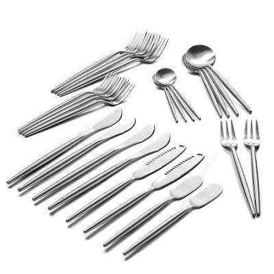 China Easy to Use/Clean 26 Piece Silverware Set for Family Fork Knife Spoon Cutlery Sets Classic Stainless Steel Flatware Set for sale