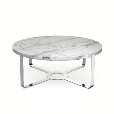 China Modern Coffee Table Mordern Nature Stone Plants Coffee Table Round White Marble Coffee Table Set for sale