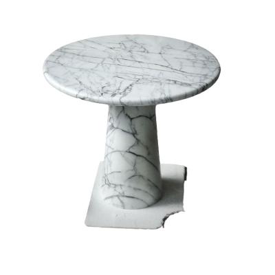 China 2021 sales stone side table long side table nature white stone round white marble cube side table for sale