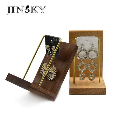 China JINSKY Eco-friendly Wooden Earrings Stand Customized Simple Jewelry Display Rack Earring Jewellry Packaging Rack for sale