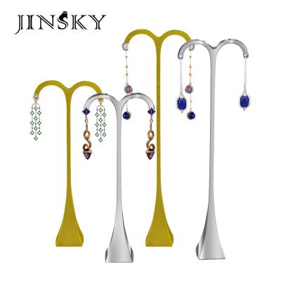 China Unique Eco-friendly Earring Rack Gold Jewelry Display Earrings Stand T Bar Metal Jewelry Display Rack for sale