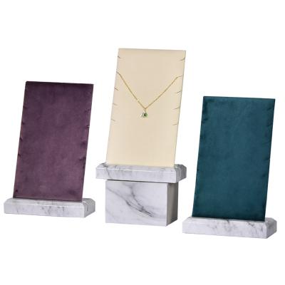 China Simple Microfiber Necklace Display Marble Card Slot Jewelry Stud Earrings Display Stand for sale