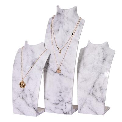 China Luxury JINSKY Marble Texture Jewelry Necklace Display Stand Jewelry Necklace Bust for sale