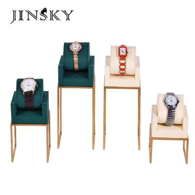 China Wholesale Custom Watch Display JINSKY Factory Microfiber Metal Stand Watch Display Stand for sale