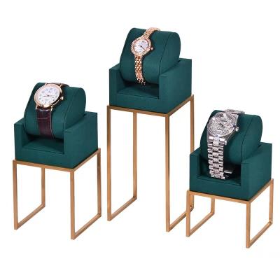 China Jewelry Display Microfiber Watch Stand And Metal Leg Watch Stand Display for sale