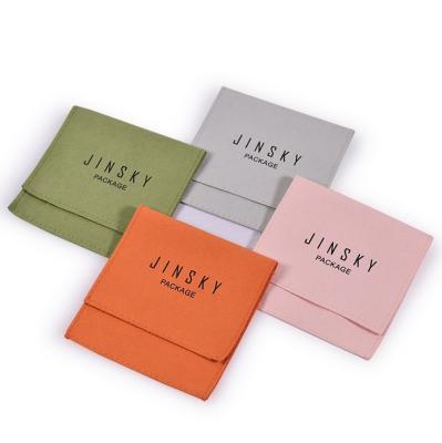 China Custom Jewelry Packaging JINSKY Logo Microfiber Envelope Jewelry Pouch Suede Bag for sale