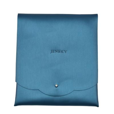 China For Jewelery Jewelry Pouch Bag with Custom Printing Logo PU Jewelry Makeup Envelope Pouch Velvet Jewelry Bag with Button for sale