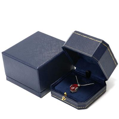 China Jewelry Storage JINSKY Leatherette Paper Box Pendant Ring Earring Box With Gift Paper Box Outside for sale