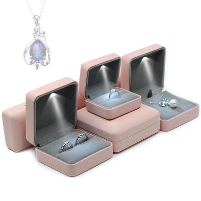 China Jewelry Storage JINSKY Jewelry Box With Led Lightweight PU Leather Jewelry Boxes for sale