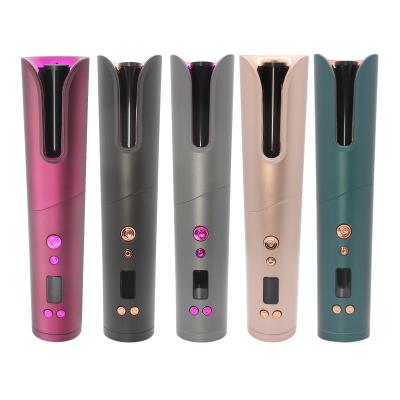 China Custom Logo Aluminum Radio Curling Irons Portable Auto Rotating Magic Wireless Hair Curler for sale