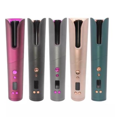 China Aluminum Radio Curling Irons Automatic Rotating Portable Magic Wireless Hair Curler Source for sale