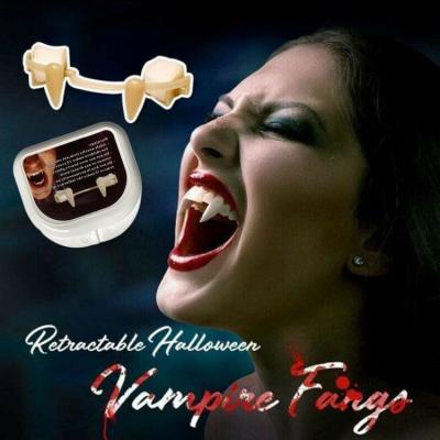 China 2022 Festival Decoration Best Selling White Vampire Teeth For Retractable Teeth Safety Halloween Decoration Zombie Silicone Vampire Soft Teeth for sale