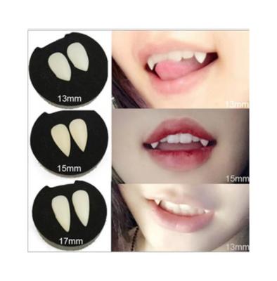 China For Commercial Wholesale False Teeth 13-19mm Dentures 1 Pair Color Package Box Halloween Party Props Vampire Zombie Devil Tusks Teeth Props for sale