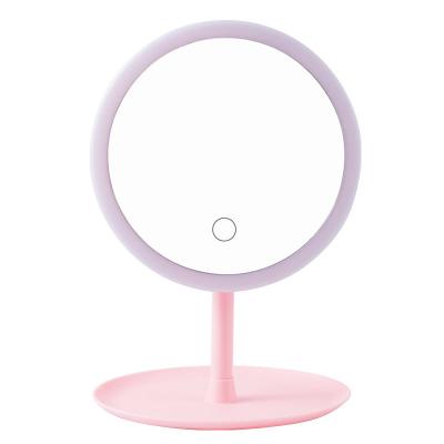 China Amazon Small plastic dormitory LED mirror with light smart dressing table mirror office desk students fill light mirror for sale