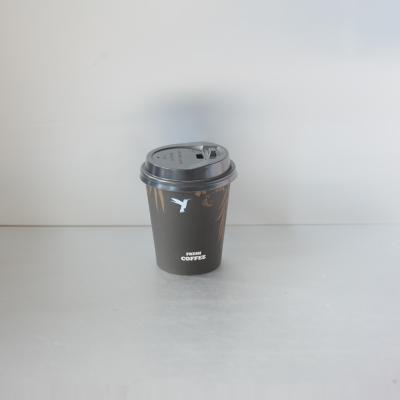 China PLA Biodegradable Paper Coffee Cup With Lids Matt Black Paper Cup for sale